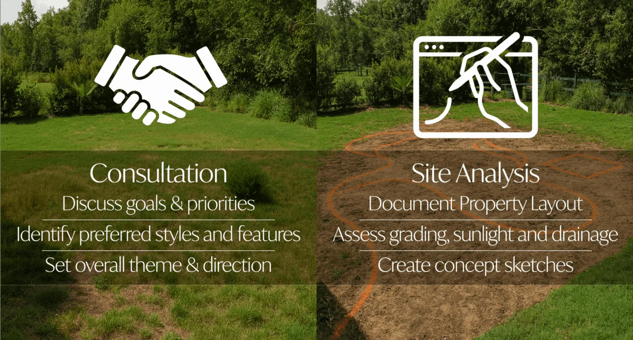 GVD design process artboard - consultation and site analysis